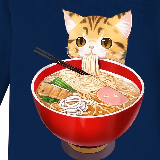 Cute Ramen Cat Kawaii Neko Anime Japanese Noodles Otaku Baby Long Sleeve Bodysuit