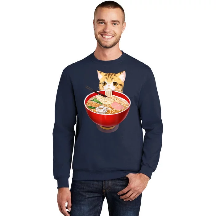 Cute Ramen Cat Kawaii Neko Anime Japanese Noodles Otaku Tall Sweatshirt