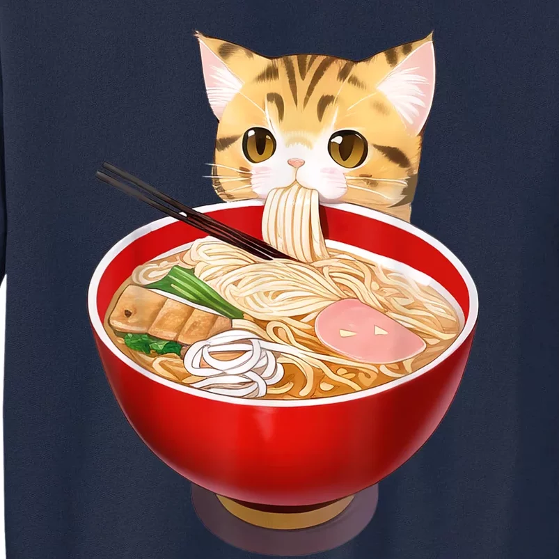 Cute Ramen Cat Kawaii Neko Anime Japanese Noodles Otaku Tall Sweatshirt