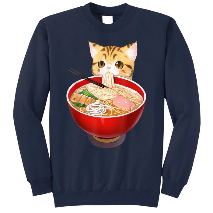 Cute Ramen Cat Kawaii Neko Anime Japanese Noodles Otaku Tall Sweatshirt