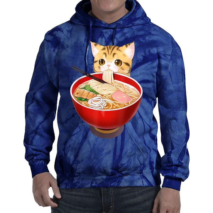 Cute Ramen Cat Kawaii Neko Anime Japanese Noodles Otaku Tie Dye Hoodie