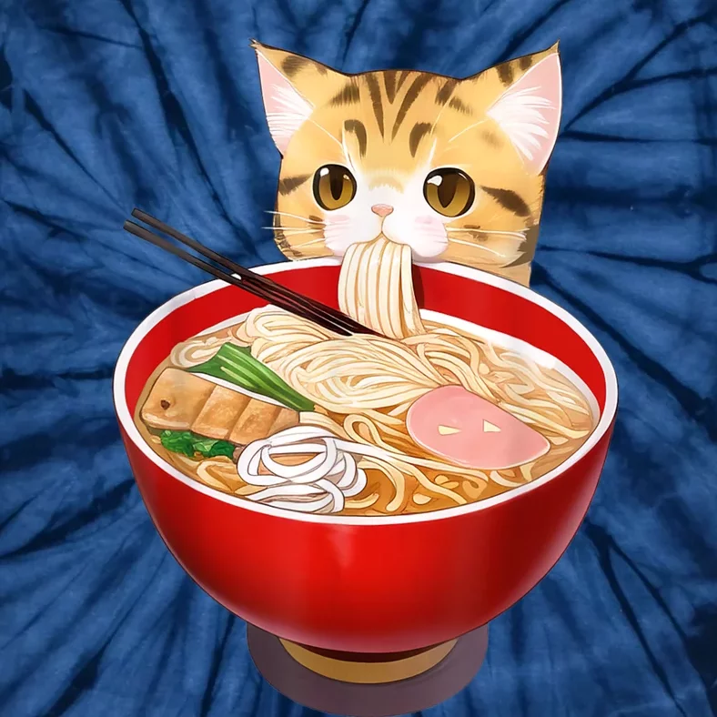 Cute Ramen Cat Kawaii Neko Anime Japanese Noodles Otaku Tie-Dye T-Shirt