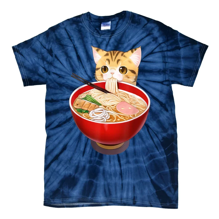 Cute Ramen Cat Kawaii Neko Anime Japanese Noodles Otaku Tie-Dye T-Shirt