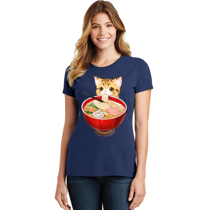 Cute Ramen Cat Kawaii Neko Anime Japanese Noodles Otaku Women's T-Shirt