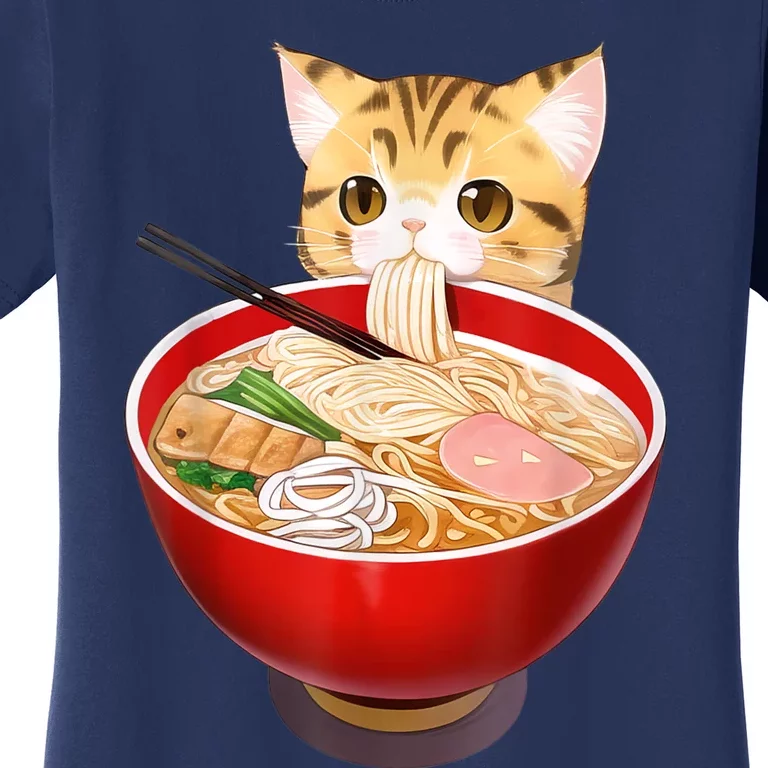 Cute Ramen Cat Kawaii Neko Anime Japanese Noodles Otaku Women's T-Shirt