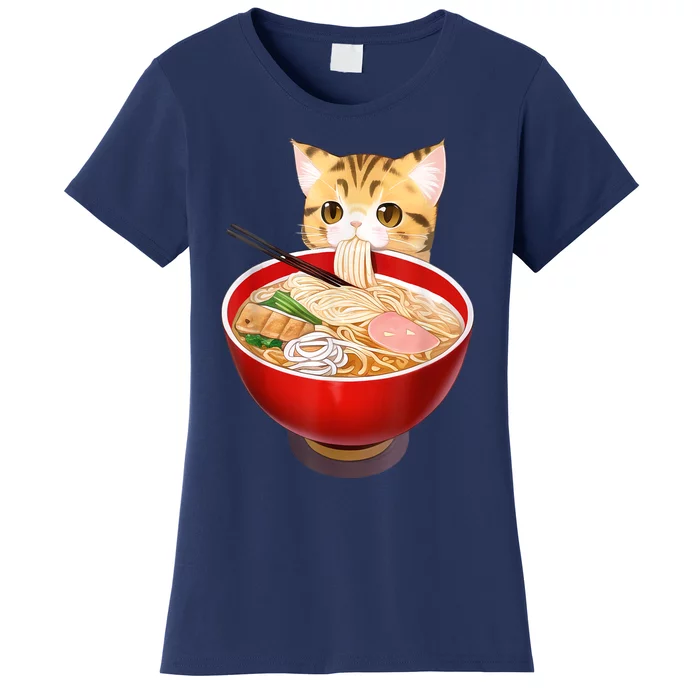 Cute Ramen Cat Kawaii Neko Anime Japanese Noodles Otaku Women's T-Shirt