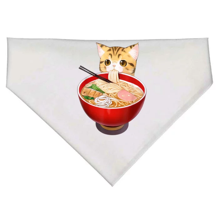 Cute Ramen Cat Kawaii Neko Anime Japanese Noodles Otaku USA-Made Doggie Bandana