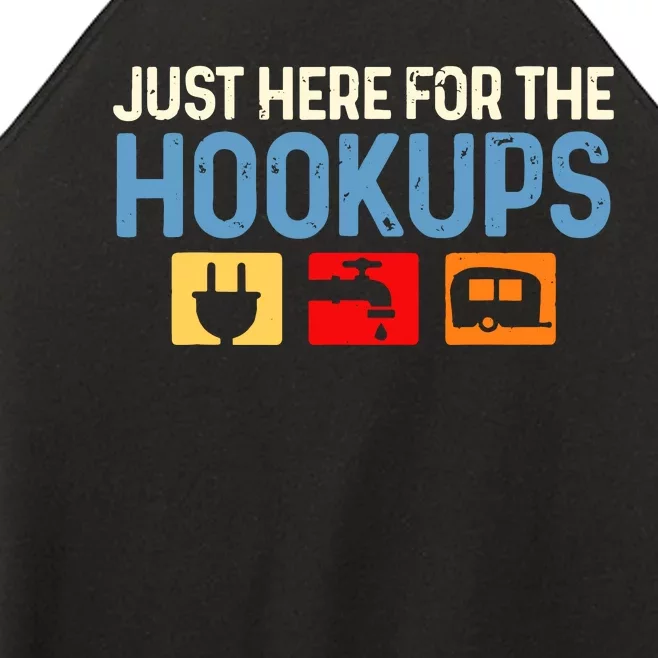 Camping Rv Caravan Motorhome Just Here For The Hookups Funny Women’s Perfect Tri Rocker Tank