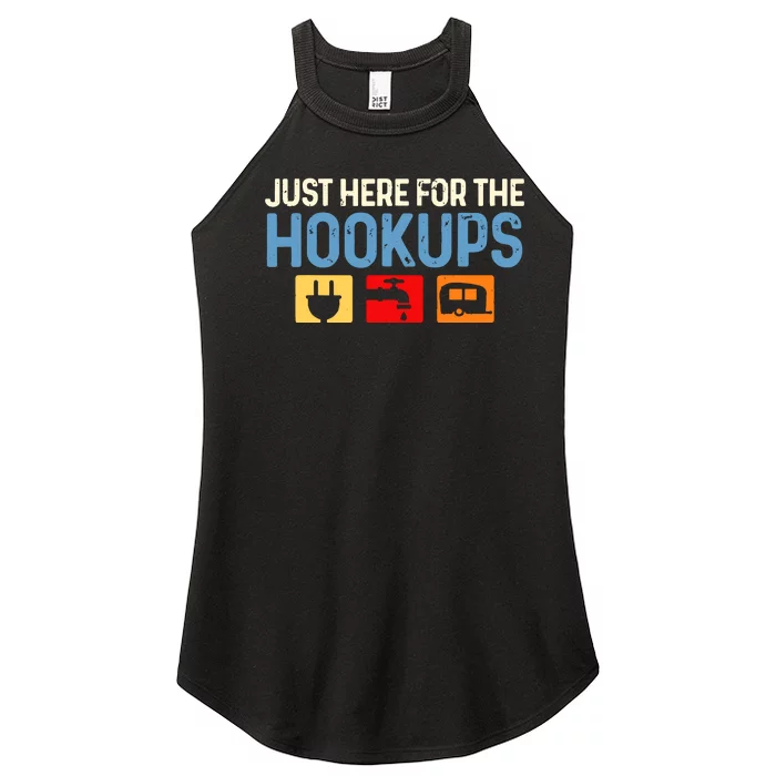 Camping Rv Caravan Motorhome Just Here For The Hookups Funny Women’s Perfect Tri Rocker Tank