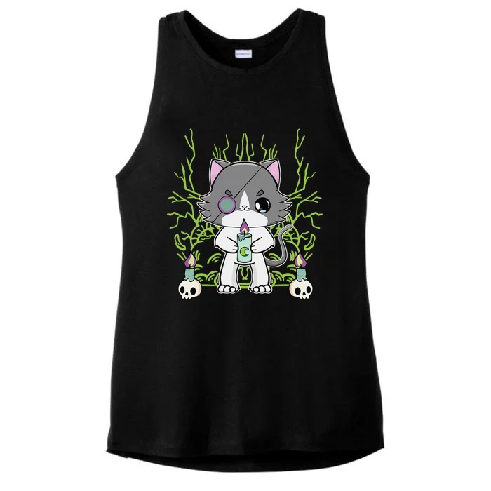 Cute Ragdoll Cat Anime Feline Goth Candle Ladies Tri-Blend Wicking Tank