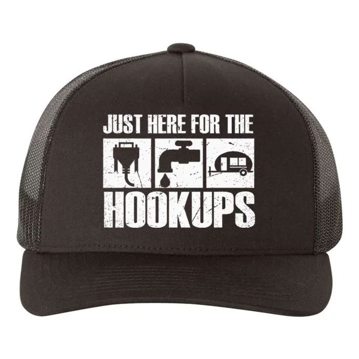 Camping Rv Caravan Motorhome Just Here For The Hookups Yupoong Adult 5-Panel Trucker Hat