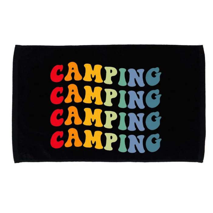 Camping Retro Camping Vibes Summer 70's Style Microfiber Hand Towel