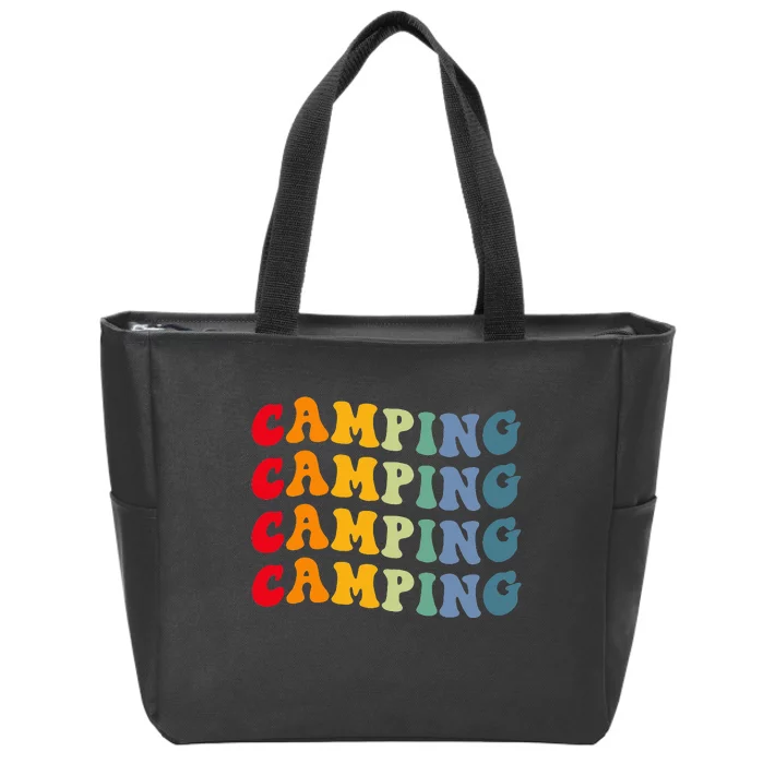 Camping Retro Camping Vibes Summer 70's Style Zip Tote Bag