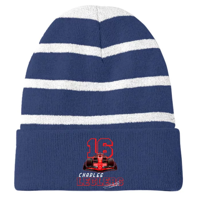 Cool Racing Charles Leclerc Signature Striped Beanie with Solid Band