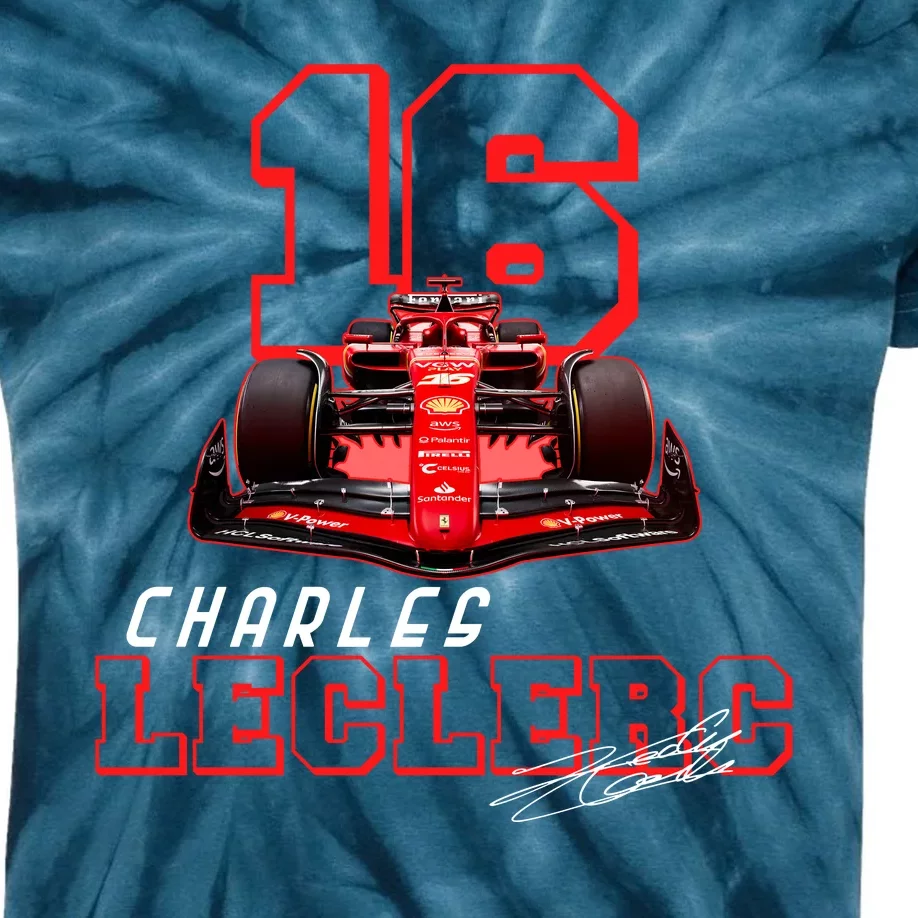 Cool Racing Charles Leclerc Signature Kids Tie-Dye T-Shirt