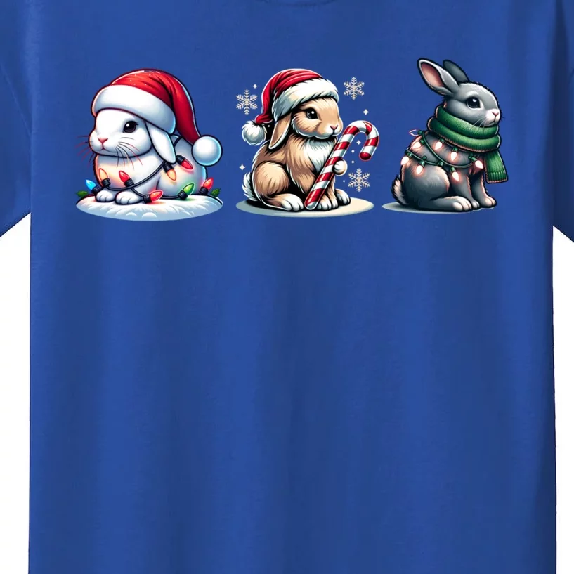 Cute Rabbit Christmas Lighting Santa Rabbit Christmas Gift Kids T-Shirt