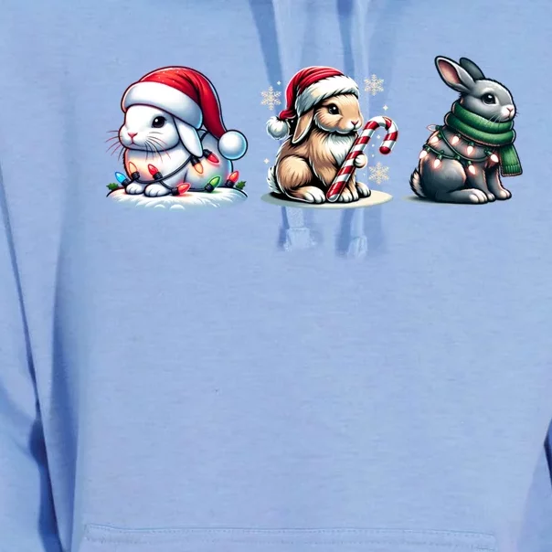 Cute Rabbit Christmas Lighting Santa Rabbit Christmas Gift Unisex Surf Hoodie