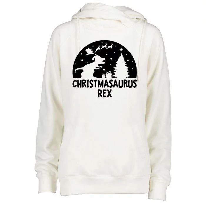 Christmasaurus Rex Womens Funnel Neck Pullover Hood