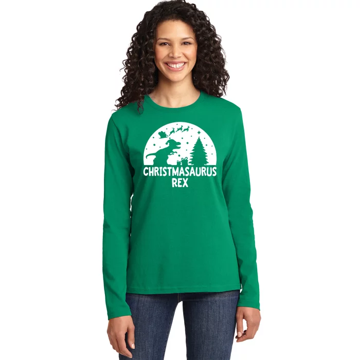 Christmasaurus Rex Ladies Long Sleeve Shirt