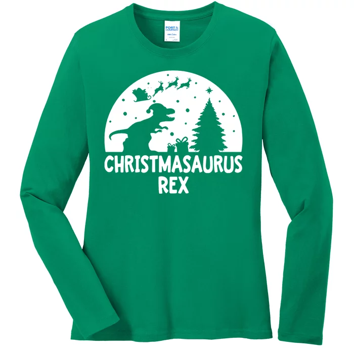 Christmasaurus Rex Ladies Long Sleeve Shirt