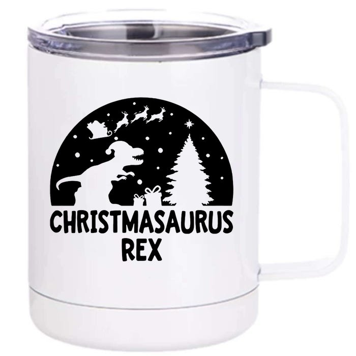 Christmasaurus Rex Front & Back 12oz Stainless Steel Tumbler Cup