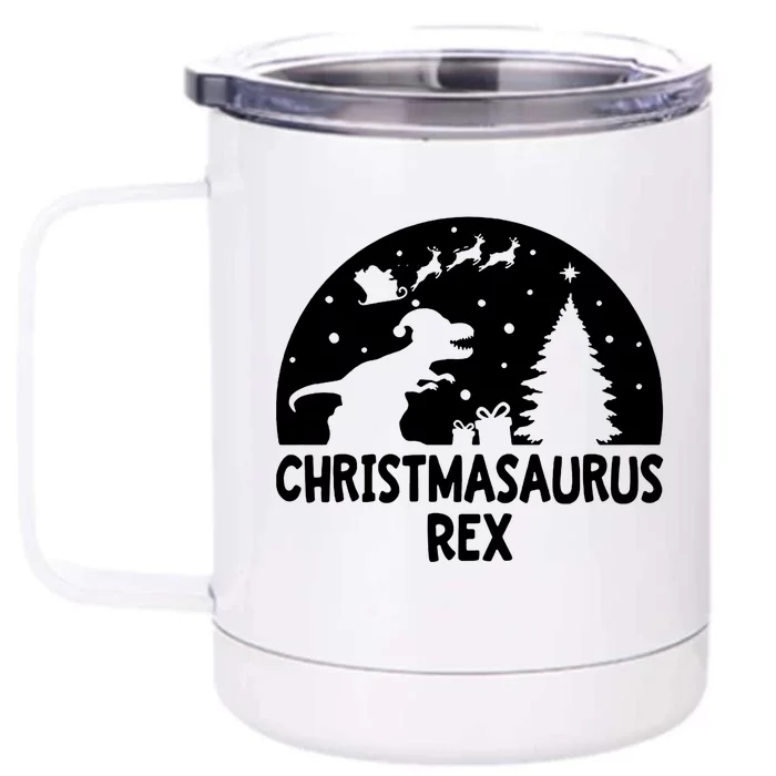 Christmasaurus Rex Front & Back 12oz Stainless Steel Tumbler Cup