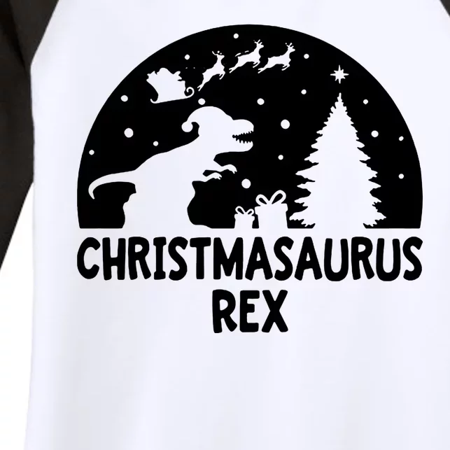 Christmasaurus Rex Women's Tri-Blend 3/4-Sleeve Raglan Shirt