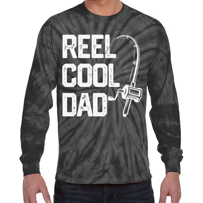 Cute Reel Cool Dad Fishing Daddy Fathers Day Gift Tie-Dye Long Sleeve Shirt