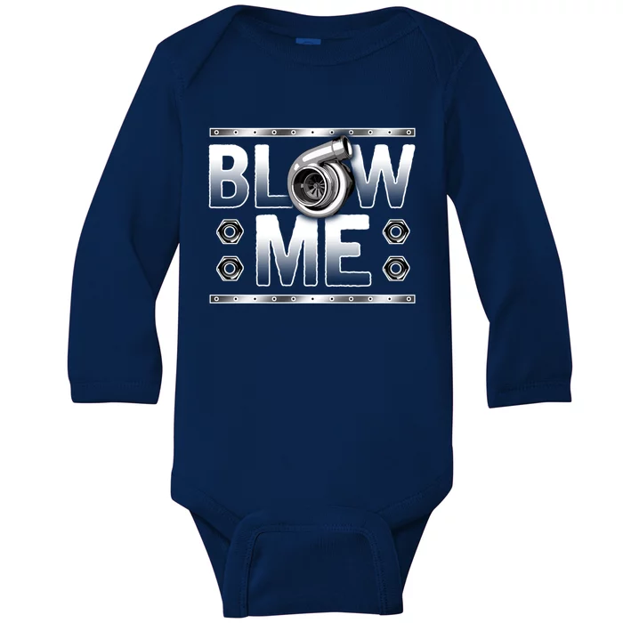 Car Racing Cute Gift Blow Me Turbo Boost Muscle Cars Gift Baby Long Sleeve Bodysuit