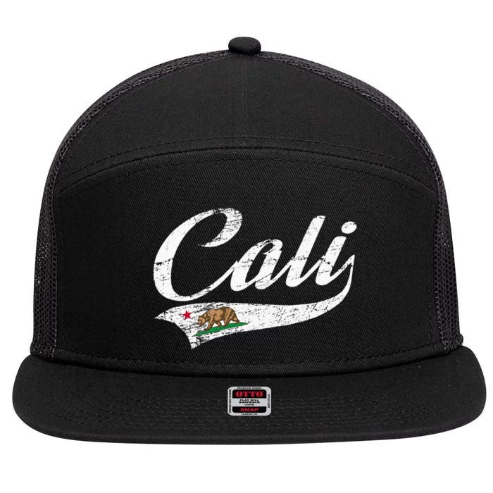 California Republic CA Vintage Distressed Design CALI 7 Panel Mesh Trucker Snapback Hat