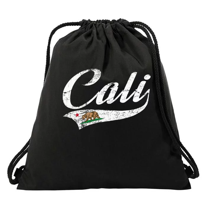 California Republic CA Vintage Distressed Design CALI Drawstring Bag