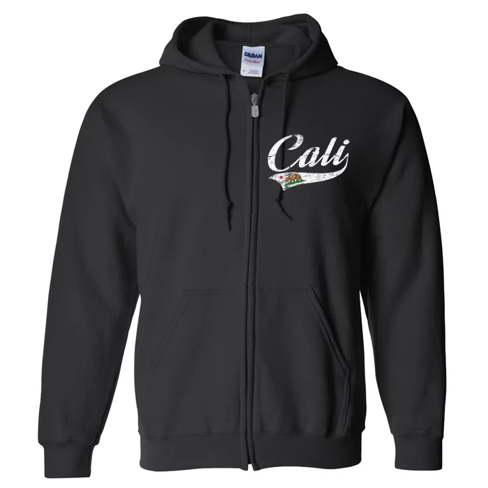 California Republic CA Vintage Distressed Design CALI Full Zip Hoodie