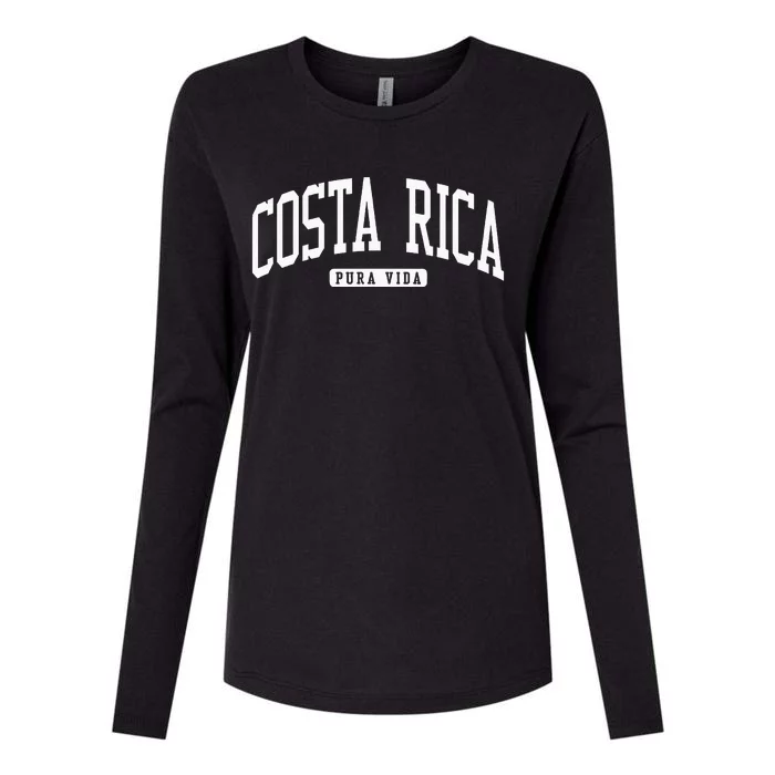 Costa Rica College University Style Womens Cotton Relaxed Long Sleeve T-Shirt