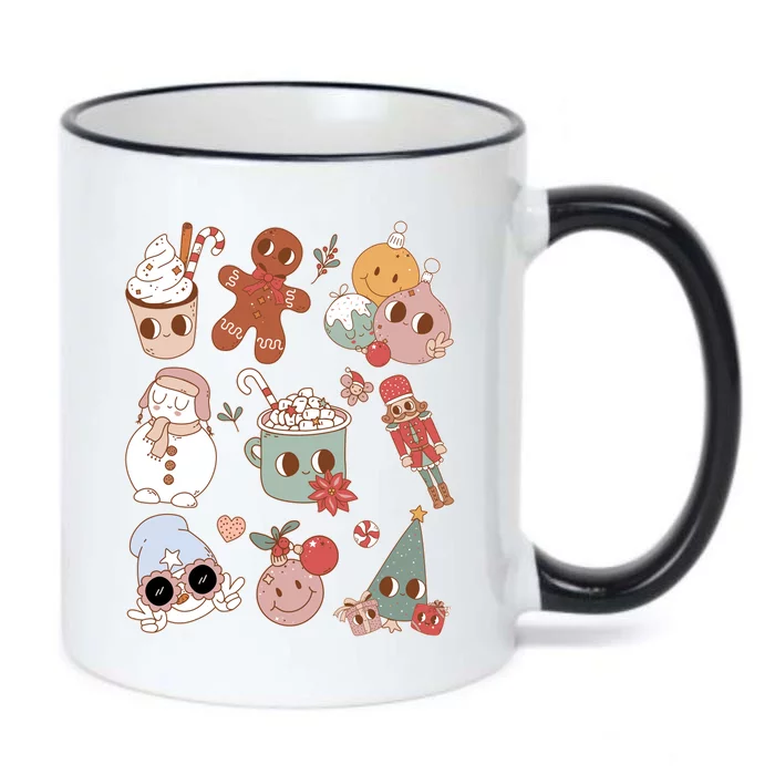 Cute Retro Cartoon Christmas Characters Black Color Changing Mug