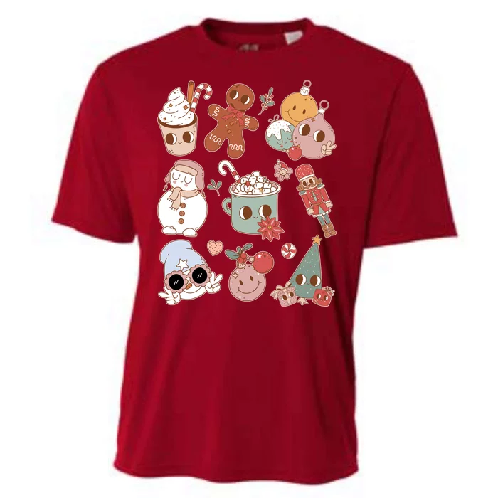 Cute Retro Cartoon Christmas Characters Cooling Performance Crew T-Shirt