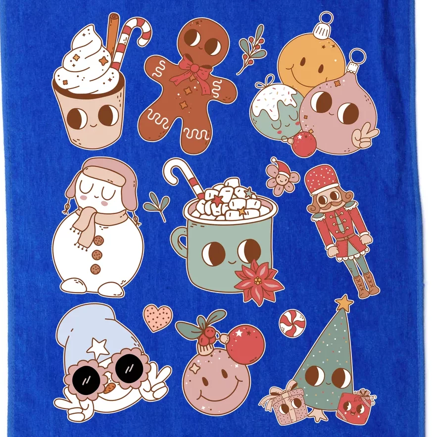 Cute Retro Cartoon Christmas Characters Platinum Collection Golf Towel