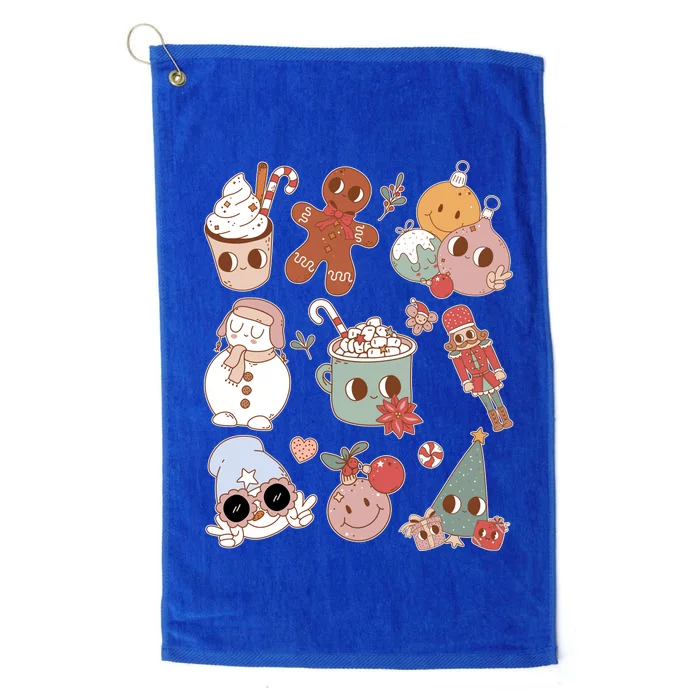 Cute Retro Cartoon Christmas Characters Platinum Collection Golf Towel