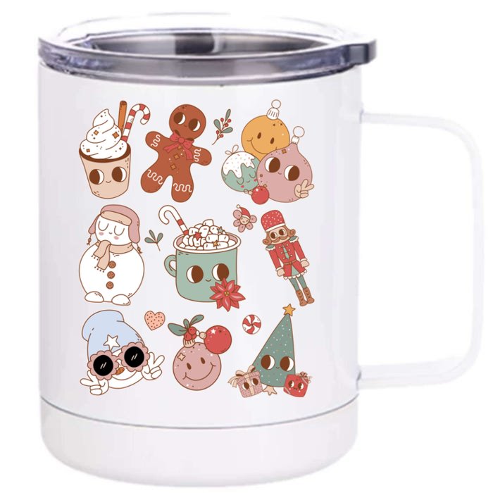 Cute Retro Cartoon Christmas Characters Front & Back 12oz Stainless Steel Tumbler Cup