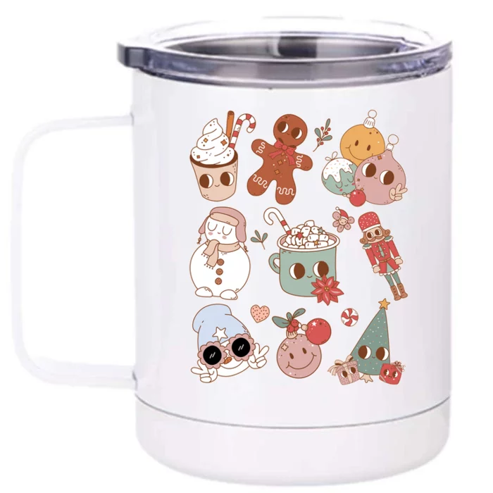 Cute Retro Cartoon Christmas Characters Front & Back 12oz Stainless Steel Tumbler Cup