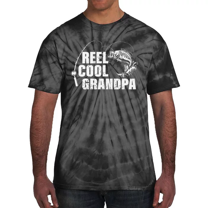 Cute Reel Cool Grandpa Design With Fish And Fishing Rod Tie-Dye T-Shirt