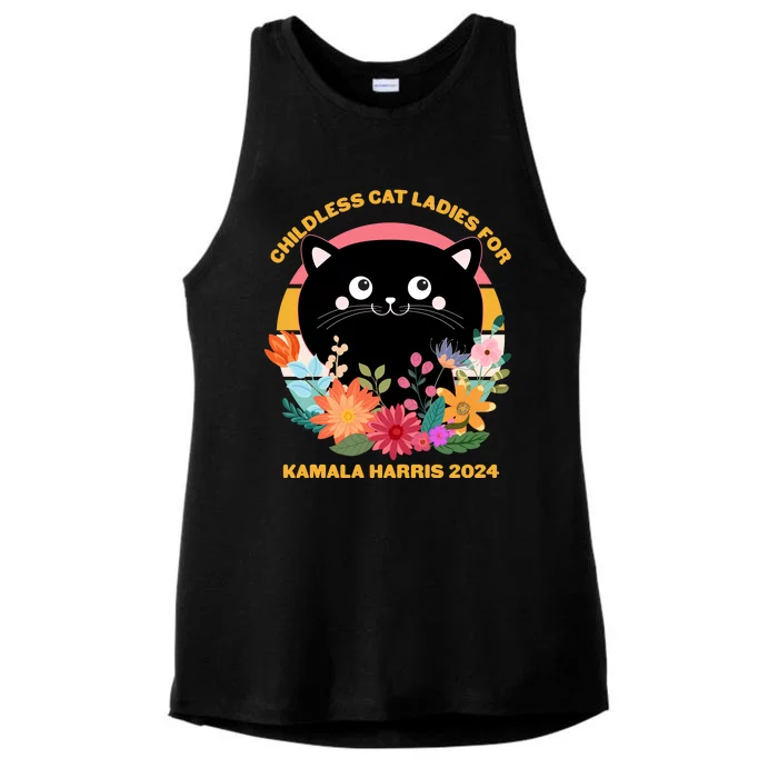 Cute Retro Childless Cat Ladies For Kamala Harris 2024 Election Ladies Tri-Blend Wicking Tank