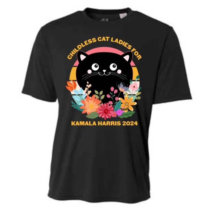 Cute Retro Childless Cat Ladies For Kamala Harris 2024 Election Cooling Performance Crew T-Shirt