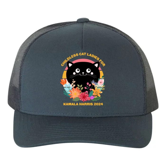 Cute Retro Childless Cat Ladies For Kamala Harris 2024 Election Yupoong Adult 5-Panel Trucker Hat