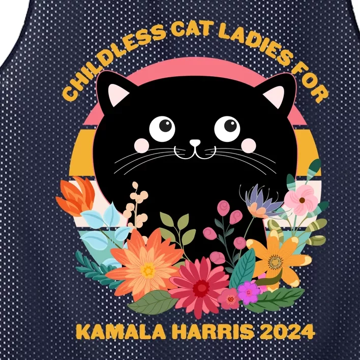 Cute Retro Childless Cat Ladies For Kamala Harris 2024 Election Mesh Reversible Basketball Jersey Tank