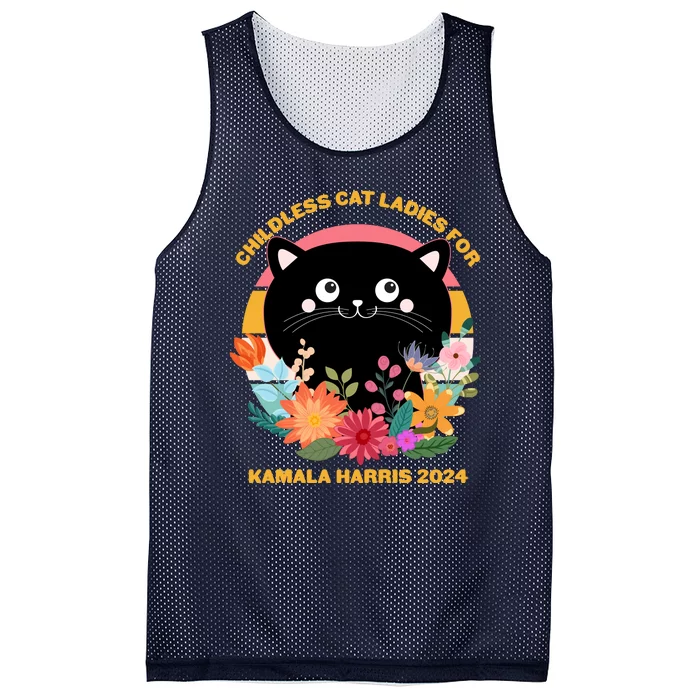 Cute Retro Childless Cat Ladies For Kamala Harris 2024 Election Mesh Reversible Basketball Jersey Tank