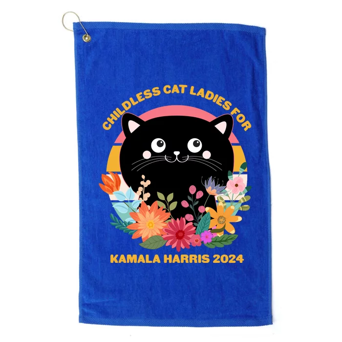 Cute Retro Childless Cat Ladies For Kamala Harris 2024 Election Platinum Collection Golf Towel