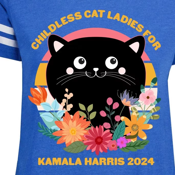 Cute Retro Childless Cat Ladies For Kamala Harris 2024 Election Enza Ladies Jersey Football T-Shirt