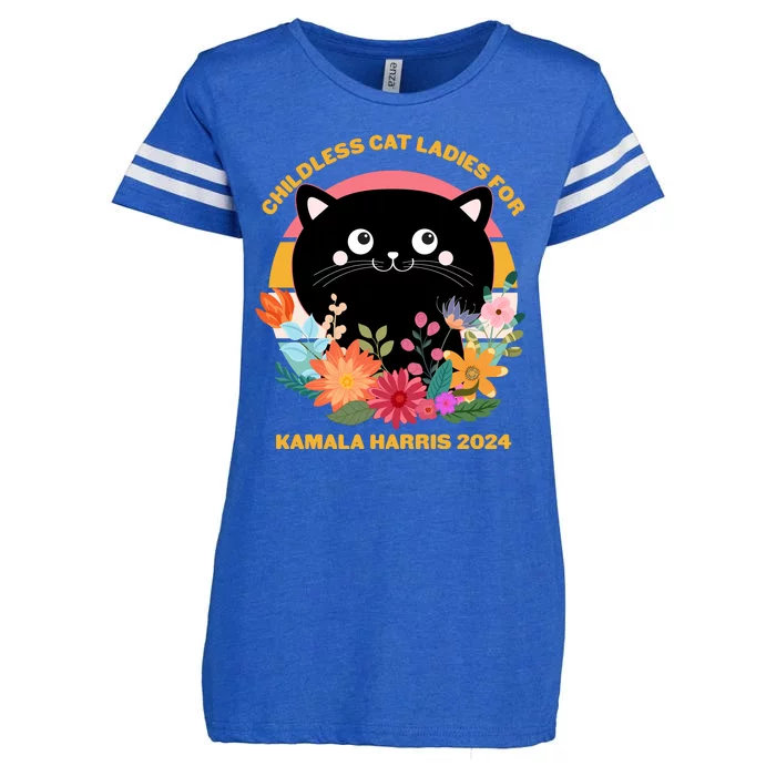 Cute Retro Childless Cat Ladies For Kamala Harris 2024 Election Enza Ladies Jersey Football T-Shirt