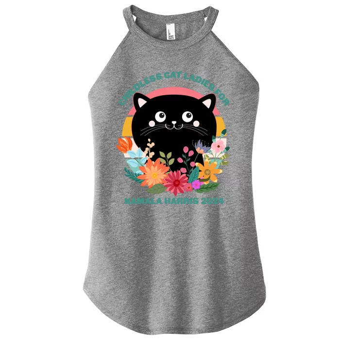 Cute Retro Childless Cat Ladies For Kamala Harris 2024 Election Women’s Perfect Tri Rocker Tank