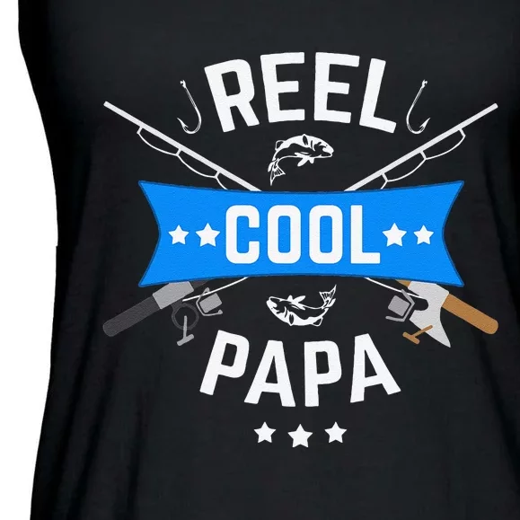 Cute Reel Cool Papa Cute Fishing Dad Birthday Gift Ladies Essential Flowy Tank